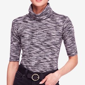 Free People Sunshine Space Dyed Grey Knit Turtleneck